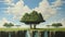 Surreal Waste Reduction Background In Ultra Hd Realistic Painting By Magritte