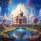 Surreal and Whimsical Representation of Agra with the Taj Mahal