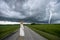 Surreal Young Girl, Tornado, Road