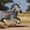 A surreal zebra with a unicorn horn, galloping through a dreamlike savannah in a world of fantasy4, Generative AI