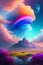 surrealism colors, epic dreamlike fantasy landscape, ultra realistic, floating in a surrealistic sky, AI Generative Illustration