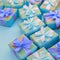 Surrealism Decorative holiday gift boxes with pink color on blue background.