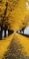 Surrealist Dreamland: Yellow Leaves Adorn Roadway In Yuan Dynasty Style