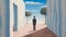 Surrealist Landscape: A Man In The Blue Doorway