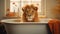 Surrealist Lion In Tub: A Unique Blend Of Photography And Animation