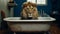 Surrealist Lion In Tub: A Unique Blend Of Photography And Animation