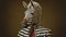 Surrealist Portrait Of Zebra In Overcoat: Detailed And Contemporary Realist Photography