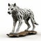 Surrealistic Biomechanics Wolf Statue With Extruded Design