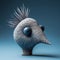 Surrealistic Bird Figurine With Blue Feathers And Evgeni Gordiets Style