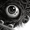 Surrealistic Black Eyed Monster On Roof: Nightmarish Illustration With Hyperrealism