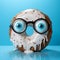 Surrealistic Broken Donut With Big Eyes And Glasses