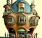 Surrealistic cafe in dreamlike fairytale art nouveau style. Surreal caffeteria in vintage style. Generated AI.
