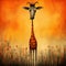 Surrealistic Cartoon Giraffe Illustration In A Charming Field