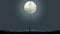 Surrealistic Cartoon: Serene Solitude With A Big Moon