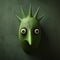 Surrealistic Green Bird Mask With Spikes Inspired By Zbrush And Maurice Sendak