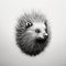 Surrealistic Hedgehog Head On Gray Background: Detailed And Symbolic Animal Illustration