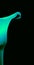 Surrealistic neon green bright shining calla on black background, fine art still life color minimalist macro