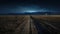 Surrealistic Nighttime Dirt Road Over Mountains: Photorealistic Farm Aesthetics
