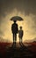 Surrealistic Realism: Two Young Daniel Walking Under A Single Umbrella