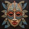 Surrealistic Ugandan Wooden Mask Painting On Linen