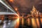 Surrealistic view of night Moscow River