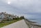 SURREY, CANADA - October 27, 2018: Crescent Beach Pier Blackie Spit park area at Boundary bay.