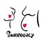 Surrogacy minimal icon. Belly of pregnant woman in profile with heart.