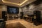 surround sound system, with high-end speakers and subwoofer, provides immersive audio experience