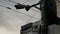 Surveillance camera on a street pole. CCTV camera on a concrete electric pole