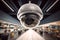 Surveillance Perspective Close-Up of a Security Camera\\\'s Lens Reflecting Supermarket Panorama. created with Generative AI