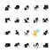 Surveillance and security systems black glyph icons set on white space