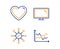 Survey check, Heart and Monitor icons set. Diagram chart sign. Vector