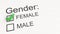 Survey checkbox gender selection - female. 3D rendering