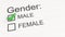Survey checkbox gender selection - male. Conceptual 3D rendering