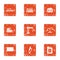 Survey icons set, grunge style