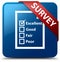 Survey (questionnaire icon) blue square button red ribbon in cor