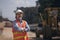 Surveyor builder Engineer technician  Business Team discuss plan at new construction site