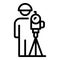 Surveyor with equipment icon, outline style