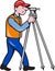 Surveyor Geodetic Engineer Theodolite Cartoon