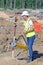 The surveyor performs topographic survey of the area for the cadastre