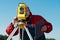 Surveyor worker with theodolite