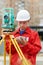 Surveyor works with theodolite