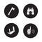 Survival equipment black icon set