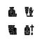 Survival first aid kit black glyph icons set on white space