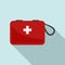 Survival first aid kit icon, flat style