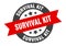 survival kit sign. round ribbon sticker. isolated tag