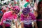 Susa, Italy May 26, 2018: Chris Froome in pink jersey and Elia Viviani in purple jersey speak in first