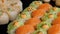 Sushi. Asian cuisine. fresh, delicious, sushi beautifully served to the table. close-up. sushi of different types. food photograph