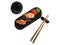 Sushi asian fish food realistic set with plate chopsticks and spices