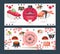 Sushi bar banner, vector illustration. Family friendly restaurant of Asian cuisine, sushi delivery advertisement booklet